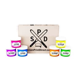 Screen Print Direct Rapid Cure Fluorescent 6 Color Plastisol Ink - Low Temp Curing, 8 oz. by Screen Print Direct