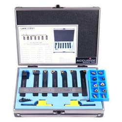 Accusize Industrial Tools 7-Ps Indexable Carbide Turning Tool Set, 1/2