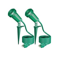 EDISHINE Halloween Spotlights Outdoor, 6FT Cord, Weatherproof Plug in LED Flood Stake Lights, E26 150W PAR38 Bulb, 120° Adjustable Landscape Light Socket for Holiday, Patio, UL Listed, 2 Pack