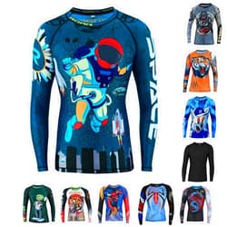 ROAR-INT Roar BJJ Kid's MMA Rash Guard Training No-Gi and Gi Jiu Jitsu Rashguard MMA Grappling Compression Shirts Wrestling