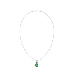 Lacoste Men's Arthor Jewelry Necklace, Stainless Steel, Rectangular Box Chain Necklace, Reversible Pendant, Fashionable