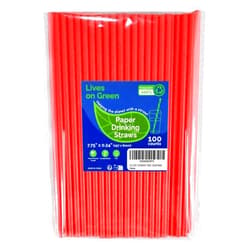 Lives on Green Disposable 7.75 inch Solid Red Paper Straws 100 Counts for Drinking, Decoration, Cake Pops, DIY Arts & Crafts - Eco-friendly