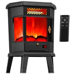 RealSmart Electric Fireplace Heater 22 in Freestanding Fireplace Stove Infrared Fireplace RealSmart with 3D Flame Effect Remote Control, Timer, Overheating Protection Heater for Indoor Use Black