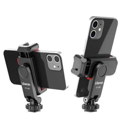 ULANZI Phone Tripod Mount ST-06S, New Universal Smartphone Mount Adapter with 2 Cold Shoe, 360° Rotates Adjustable Cell Phone Clip Clamp Holder, Compatible with iPhone, Samsung Galaxy and All Phones