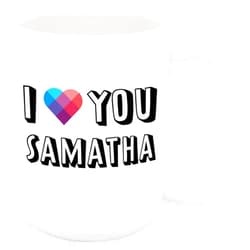 Bouncing Brick Designs I Love You Samatha Coffee Mug - Personalized Ceramic Cup with Name, Custom Mug, Customized Birthday/Christmas Gift, Holiday Present, 11 Oz
