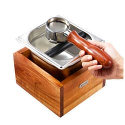 Teyearlife coffee knock box replacement for breville knockbox Sturdy solid wood and easy-clean stainless steel the espresso dump box Avoid coffee grounds splashing