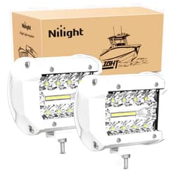 Nilight Marine LED Light Pods Navigation Lights 2PCS 4 Inch White Spot Flood Combo Ponton Boat Deck Dock Lights for Night Fishing T-top Stern Yacht Port Sailboat Trucks Tractors