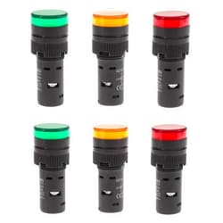 SHOPCORP 20mA 22mm Energy Saving Industrial LED Indicator Lights - 2 Green, 2 Yellow, 2 Red Bulbs for Industrial Equipment and Operating Rooms