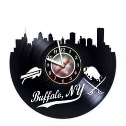 AMARAroom Vinyl Wall Clock Compatible with Buffalo New York Skyline Made Vinyl Record Handmade Original Design - Great Gifts idea for Birthday, Wedding, Anniversary, Women