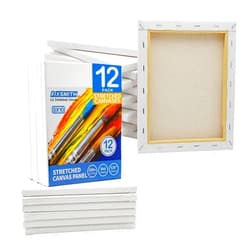 FIXSMITH Stretched Canvas for Painting- 8x10 Inch,Bulk Pack of 12,Primed,100% Cotton,5/8 Inch Profile of Super Value Pack for Acrylics,Oils & Other Painting Media.