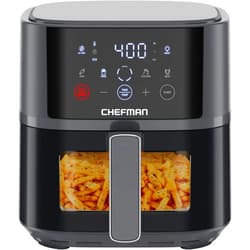 Chefman Air Fryer – 4 QT Compact Airfryer for Quick & Easy Meals, Features Hi-Fry Technology for Extra Crisp, Easy-View Window, Touch Controls with 4 Presets, Nonstick & Dishwasher Safe Basket - Grey