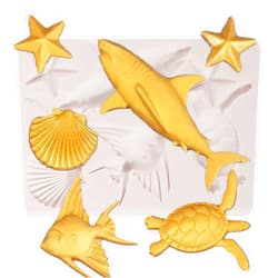 Nklbio 1pcs Ocean Series Silicone Mold, Shark Shell Fondant Mold, Turtle Chocolate Kitchen Baking Supplies for Cupcake Toppers, Flower Paste, Cookies, Candy, Clay, Resin Pendant