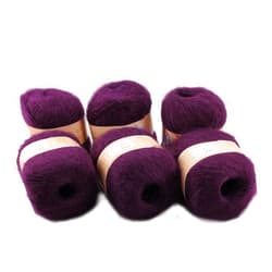 SWEEGICC 6 Skeins Angola Mohair Yarn Cashmere Wool Yarn,Long-haired Angora Wool Cashmere Yarn for Knitting,DIY Scarf Crochet Thread Supplies 300g,Deep Purple
