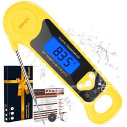 AMMZO Meat Thermometer Digital, Candy Thermometer Food Thermometer Instant Read Thermometer Waterproof with Backlight for Cooking, Deep Fry, BBQ, Grill, Smoker and Roast (Yellow)