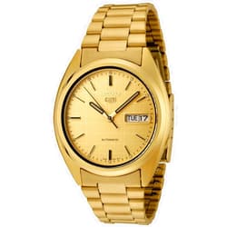 Seiko Men's SNXL72 5 Automatic Gold Dial Gold-Tone Stainless Steel Watch
