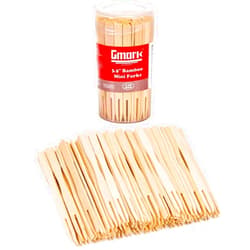 Gmark Bamboo Forks 3.5 Inch 110pc, Mini Food Picks/Bamboo Fruit Picks/Mini Cocktail Forks/Party Forks/Buffet Mini Forks/Two Prongs Cocktail Picks for Appetizer, Cocktail, Pastry, Dessert. GM1031A