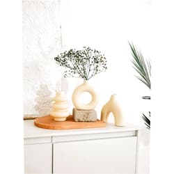 IWUTEFET Modern Bohemian Style Vase Decoration - Unique Shape White Ceramic Vase Set of 3, Minimalist Decorative Vase for Table Centerpiece, Wedding Dining Room, Living Room Office Coffee Table, Home Decor