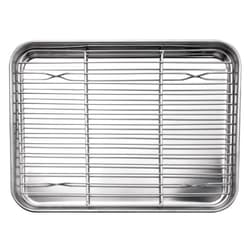 Luejnbogty 10 Inch Toaster Oven Tray and Rack Set, Small Stainless Steel Baking Pan with Cooling Rack,Dishwasher Safe Baking Sheet