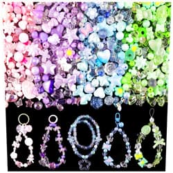TINKRSTUFF 180-240PCS Assorted Acrylic Beads For Bracelet Making, Flower Bow Butterfly Candy Star Heart GummyBear Kawaii Aesthetic Bracelet Charms,Cute Beads For Jewelry Making DIY Necklace Keychain Phone Charms
