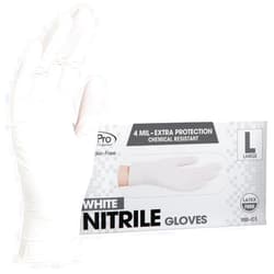 ForPro Professional Collection Disposable Nitrile Gloves, Chemical Resistant, Powder-Free, Latex-Free, Non-Sterile, Food Safe, 4 Mil, White, Large, 100-Count