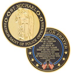 Hero's Valor St. Michael Patron Saint of Police Officers Challenge Coin Prayer 1-Pack (Single Coin)