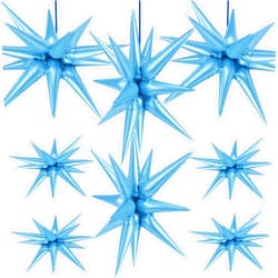 Cadeya 8 Pcs Star Balloons, Huge Light Blue Explosion Star Aluminum Foil Balloons for Birthday, Baby Shower, Wedding, Snow Princess Froozen Party, Blue Party Decorations Supplies