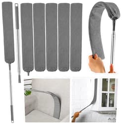 Mifoci 2 Pack Retractable Gap Dust Cleaner with Microfiber Dusting Cloths, Microfiber Duster with Extension Pole Dust Brush Gap Mop Under Refrigerator Cleaning Tool for Cleaning Dusting Fan Furniture