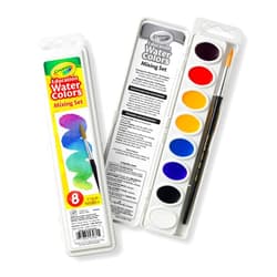 Crayola Watercolor Mixing Set with Taklon Paint Brush, 8 Paint Colors