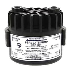 Generic Aquatec ERP1000 Permeate Pump with 1/4 OD John Guest Tubing Connectors, Mounting Clip, and Screws Black