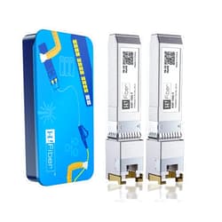 H!Fiber.com 10Gb SFP+ RJ45 Module, 10Gbase-T Ethernet SFP+ Copper Transceiver Support 10G/5G/2.5G/1.25G, Compatible with Ubiquiti UF-RJ45-10G, UniFi, TP-Link TL-SM5310-T, MikroTik, Fortinet, D-Link, 30m, 2 Pack