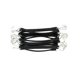 ABN EPDM Rubber Straps - 10in Black Rubber Tie Down Straps with Hooks (18in Max Stretch) Rubber Bungee Cords, 10 Pack