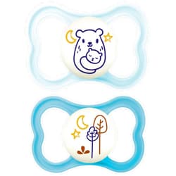 MAM Air Night Pacifiers (1 Sterilizing Pacifier Case), MAM Sensitive Skin Pacifier 6+ Months, Glow in the Dark Pacifier, Best Pacifier for Breastfed Babies, Baby Boy Pacifiers, 6-16 - 2 Ct (Pack of 1)