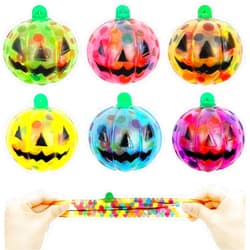 BANERLE 6 Pcs Pumpkin Stress Ball Toys, Halloween Squishy Squeeze Balls Fidget Toys for Kids Boys Girls, Stress Relief Sensory Toys, Halloween Trick or Treat Goodie Bag Fillers, Party Favors Gifts