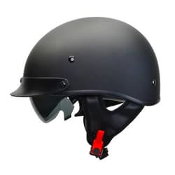 Vega Helmets Warrior Motorcycle Half Helmet with Sunshield for Men & Women, Adjustable Size Dial DOT Half Face Skull Cap for Bike Cruiser Chopper Moped Scooter ATV (Small, Matte Black)