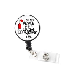 Gzrlyf i Stab People for a Living Badge Reel Phlebotomy Badges Reeles Phlebotomist Gift Id Badge Reel for Phlebotomy Student (Phlebotomist Life BR)