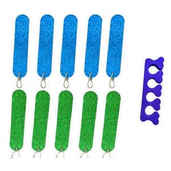 VOSAIDI 10 Pcs Professional Nail Files Nail tool Shining Blue and Green Mini Nail Colorful Files With Chain Double Sided Emery Board 180 Grit