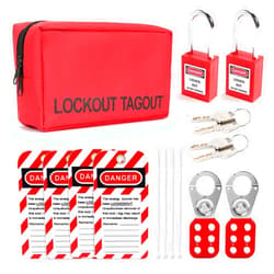 OMGTMD Safety Lockout Tagout Kit - Key Lock, Red, Silver