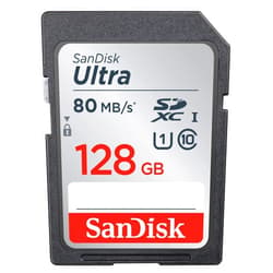 SanDisk Ultra 128GB SDXC UHS-I Memory Card up to 80MB/s (SDSDUNC-128G-GN6IN), Black