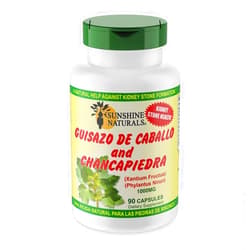 Sunshine Naturals Guisazo & Chancapiedra Supplement. Supports Kidney Health, Urinary Tract Function, Detoxification, and Kidney Stone Support. Promotes Healthy Function and Detox. 90 Capsules.