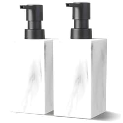 Kasunting White Marble Soap Dispenser, Resin Hand Soap Dispenser Bathroom, Soap and Lotion Dispenser Set with Pump, Hand and Dish Dispensers for Kitchen, 12 fl oz/350 ml Liquid Countertop Soap Bottle