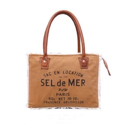 PARRYS LEATHER WORLD Sel De Mer Upcycled Large Upcycled Canvas Crossbody Bag & Cowhide Tote Bag, Cowhide Leather Handbag Bag for Women
