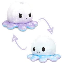 TeeTurtle - The Original Reversible Octopus Plushie - Happy + Angry Snowflakes - Cute Sensory Fidget Stuffed Animals That Show Your Mood - 4 inch, 1 count