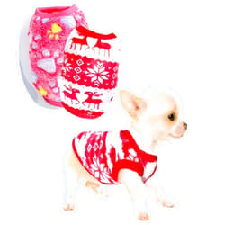 Generic 2 Pieces Dog Christmas Outfit Puppy Sweater Teacup Dog Clothes Chihuahua Clothes Reindeer Snowflake Xmas Pet Warm Winter Clothes for Extra Small Dog Kitty Puppy Cat (X-Small)