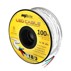 Kofot 100ft.18AWG Low Voltage LED Cable 3 Conductor White Sleeve in-Wall Speaker Wire UL Class 2 Certified