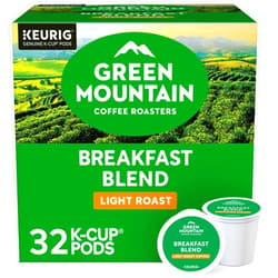 Green Mountain Coffee Roasters Breakfast Blend Keurig Single-Serve K-Cup Pods, Light Roast Coffee, 32 Count