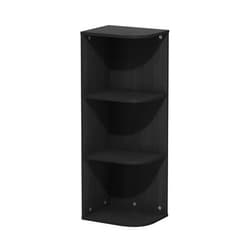 Furinno Pasir 3-Tier Corner Open Shelf Bookcase, Blackwood