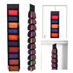 Aulock 2 Pack Legging Storage Organizer, Hanging Closet Organizer System, Black Clothes Closets Holder with 20 Roll Independent Compartments for Yoga T-Shirts Bras Socks Pants Tank Top Towel