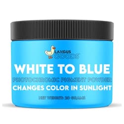 Langus Goods Color Changing Photochromic Pigment Powder - Changes Color in Sunlight & Changes Back When Sunlight is Blocked - 20 Grams (White to Blue)