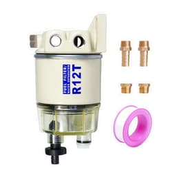 CARMOCAR Marine Fuel Water Separator/Diesel Fuel Filter/Water Separator for R12T MARINE SPIN-ON HOUSING 120AT NPT ZG1/4-19 Includes 2 fittings,2 plugs