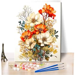 TUMOVO Paint by Number for Adults Flowers Paint by Numbers Paint Kits for Adults DIY Painting Paintwork with Paintbrushes Bouquet Flowers Color by Numbers Oil Painting Art Crafts 16